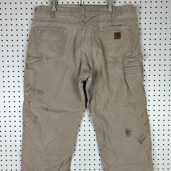 Carhartt Carpenter Pants 38x30 Painted Distressed Faded Work Wear Brown Loose - Picture 2 of 8